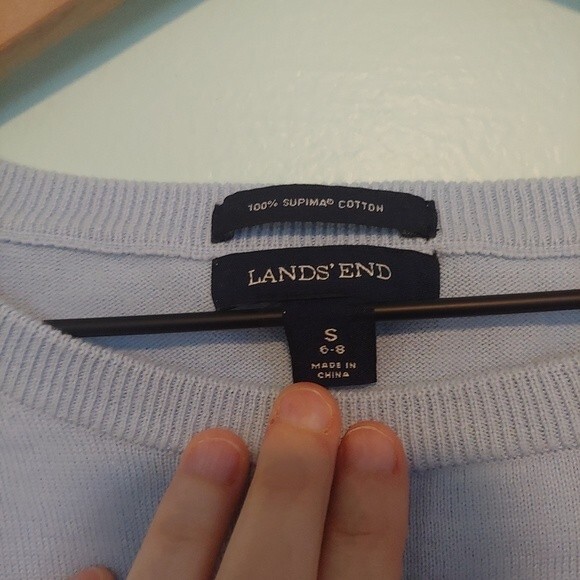 Lands' End 100% Supima Cotton Light Blue Pullover Sweater Size Small - Picture 6 of 6